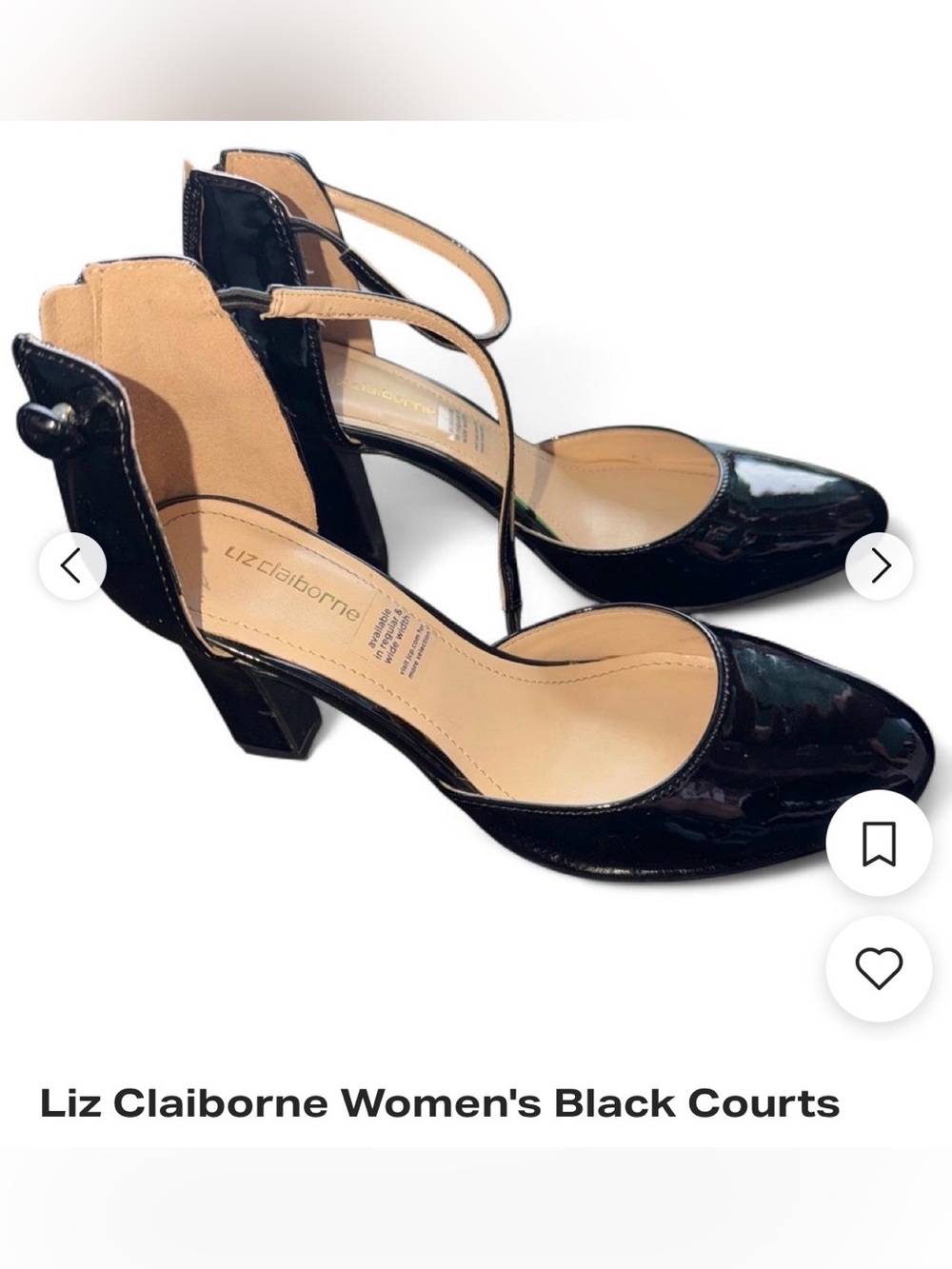 Liz Claiborne Black Patent Mary Jane Block Heel Pumps